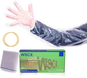 img 4 attached to 🧤 50Pcs WSCX Veterinary Insemination Rectal Gloves - Disposable Long Arm Gloves for Cow Gastrointestinal Examination, Cleaning, Breeding, Hunting, Gutting, and Gardening - 35 Inch Long Plastic, No Tear