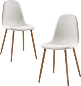 img 4 attached to 🪑 Versanora Minimalista Fabric Set of 2 Chairs in Elegant White - Stylish Seating for Modern Living Spaces