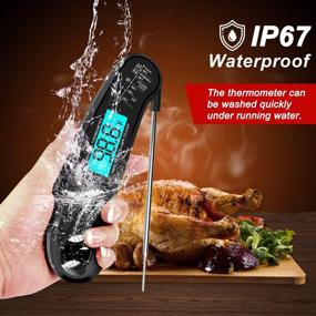 img 1 attached to Waterproof Left-Handed Instant Read Meat Thermometer: Highly Sensitive Probe for Grilling, BBQ, and More!