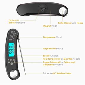 img 2 attached to Waterproof Left-Handed Instant Read Meat Thermometer: Highly Sensitive Probe for Grilling, BBQ, and More!