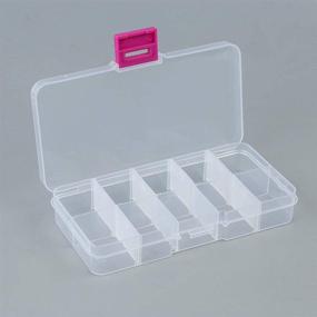 img 4 attached to 📦 ClearBuckle Plastic Craft Organizer Case Storage Box with 10 Grids for Nail Art Rhinestones, Sewing, Crafting, Beading, Jewelry, and Diamond Embroidery