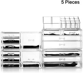 img 1 attached to 💄 Felicite Home Acrylic Jewelry and Cosmetic Storage Makeup Organizer Set, 5 Piece Set – Premium Quality, Spacious Design