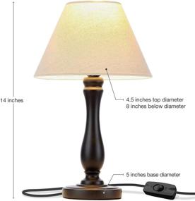 img 2 attached to 🛏️ Noah LED Side Bedside Table & Desk Lamp - Elegant Black Wood Base, Neutral Shade & Soft Ambient Light for Bedroom Nightstand, Living Room, Office - Includes LED Bulb and Cord