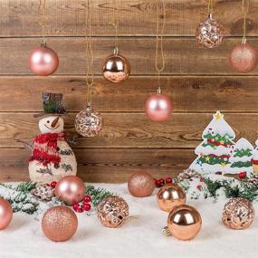 img 1 attached to 🎄 AMS 2.36''/60mm 24ct Christmas Balls - Rose Gold Tree Pendants for Seasonal Decorations