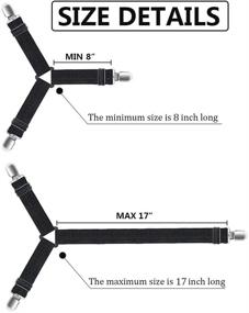 img 3 attached to Набор из 4 регулируемых треугольных эластичных фастенеров для постельного белья Ayniff - Держите ваши простыни аккуратно и на месте с прочными ремнями для крепления.