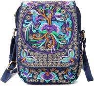 🌸 floral embroidered medium crossbody handbag with handcrafted shoulder strap - women's wallet & shoulder bag combo logo