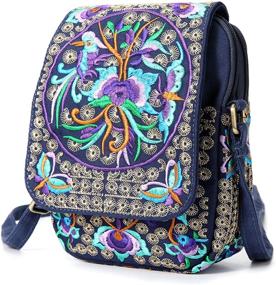 img 3 attached to 🌸 Floral Embroidered Medium Crossbody Handbag with Handcrafted Shoulder Strap - Women's Wallet & Shoulder Bag Combo