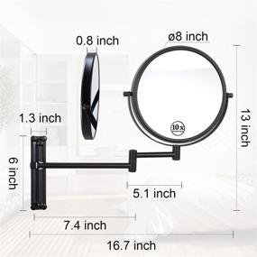 img 3 attached to 💄 Lansi 10x Magnifying Wall Mounted Makeup Mirror: Adjustable Height, Double-Sided Mirrors for Bathroom Vanity in Matte Black, Round Shape