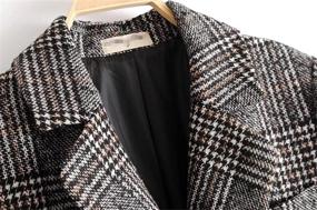 img 2 attached to 🧥 Women's Winter Overcoat - Classic Lattice Double Breasted Woolen Long Coat with Lapel