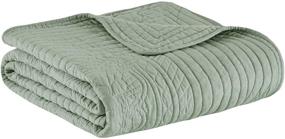 img 3 attached to 🛋️ Premium Madison Park Tuscany Oversized Quilted Throw in Seafoam, Soft and Cozy Microfiber, 60x72, with Scalloped Edges, Perfect for Bed, Couch, or Sofa