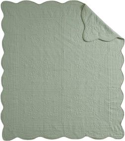 img 1 attached to 🛋️ Premium Madison Park Tuscany Oversized Quilted Throw in Seafoam, Soft and Cozy Microfiber, 60x72, with Scalloped Edges, Perfect for Bed, Couch, or Sofa
