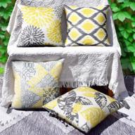 yellow leaf and flower decorative waterproof pillow covers for outdoor furniture - set of 4, 18x18 inch логотип