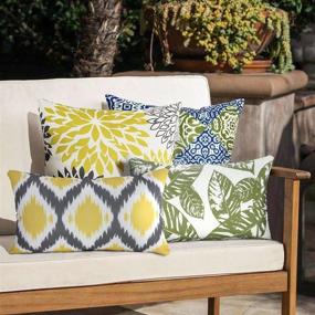 img 3 attached to Yellow Leaf and Flower Decorative Waterproof Pillow Covers for Outdoor Furniture - Set of 4, 18x18 inch