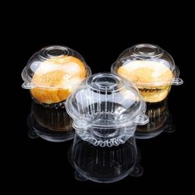 img 1 attached to 🎂 Pack of 50 Clear Dome Cupcake Containers - Ideal for Sandwiches, Fruit Salads, Favors, Cakes, Muffins - Perfect for Thanksgiving, Halloween, Christmas, and New Year Parties!