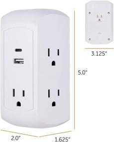 img 1 attached to 🔌 GE UltraPro 5-Outlet Extender with USB and USB-C Port: Surge Protector, Spaced Wall Tap, Charging Station for iPhone/iPad/Samsung Galaxy/Google Pixel - White (UL Listed)