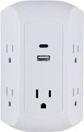 🔌 ge ultrapro 5-outlet extender with usb and usb-c port: surge protector, spaced wall tap, charging station for iphone/ipad/samsung galaxy/google pixel - white (ul listed) logo