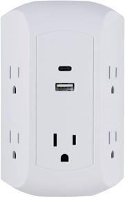 img 4 attached to 🔌 GE UltraPro 5-Outlet Extender with USB and USB-C Port: Surge Protector, Spaced Wall Tap, Charging Station for iPhone/iPad/Samsung Galaxy/Google Pixel - White (UL Listed)