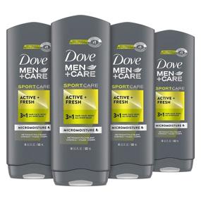 img 4 attached to 🚿 Dove Men +Care Sport Body and Face Wash 18 oz 4 Count - Active and Fresh, Washes Away Bacteria, Nourishing Skin