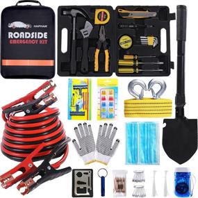 img 4 attached to 🚗 HAIPHAIK Premium Roadside Emergency Kit - 124-Piece Multipurpose Car Road Pack with Upgraded 11.8-Foot Jumper Cables