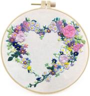 maydear stamped embroidery kit for beginners - cross stitch kit with pattern, embroidery starter kit including hoop, color threads, and scissors - wreath design - 16 inch logo