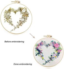 img 3 attached to Maydear Stamped Embroidery Kit for Beginners - Cross Stitch Kit with Pattern, Embroidery Starter Kit Including Hoop, Color Threads, and Scissors - Wreath Design - 16 Inch