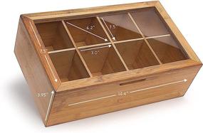 img 3 attached to Organic Bamboo Tea Box Organizer - 8-Compartment Tea Bag Holder with Transparent Glass Lid - Natural Wood Finish Tea Storage Organizer | Dimensions Provided - Double Packaging for Safe Delivery