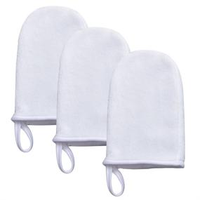 img 4 attached to Sinland Reusable Microfiber Face Cleansing Gloves 3-Pack for Gentle Makeup Removal and Facial Cloth Pads