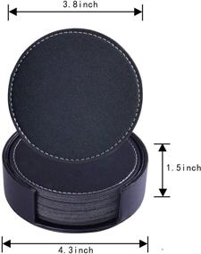 img 3 attached to 🍸 Premium PU Leather Coasters with Holder - Protect Table from Stains and Water Rings - 8 PCS Set