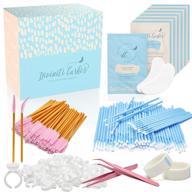 lash extension supplies - eyelash extensions - lash tech tools - 100 glue ring holders, 100 disposable mascara wands, 100 micro applicator brushes, 100 pairs of under eye gel pads logo