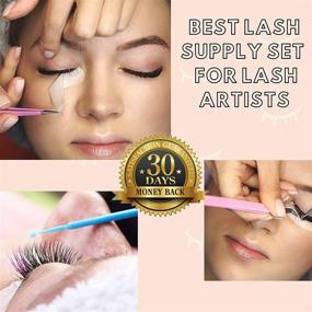 img 1 attached to Lash Extension Supplies - Eyelash Extensions - Lash Tech Tools - 100 Glue Ring Holders, 100 Disposable Mascara Wands, 100 Micro Applicator Brushes, 100 Pairs of Under Eye Gel Pads