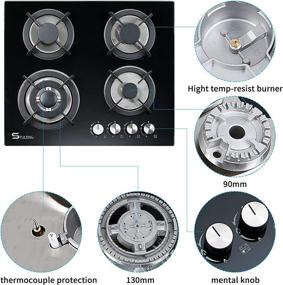 img 1 attached to STULENG Dual Fuel Sealed 4 Burners Gas Cooktop: 24 inch Tempered Glass Gas Cooker with Thermocouple Protection and Easy-to-Clean Black Surface