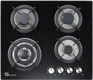 stuleng dual fuel sealed 4 burners gas cooktop: 24 inch tempered glass gas cooker with thermocouple protection and easy-to-clean black surface logo