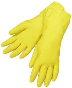 img 1 attached to Size Medium - 3 Pairs - Yellow Latex Household Kitchen Cleaning Dishwashing Rubber Gloves: Reliable Protection for Sparkling Clean Spaces