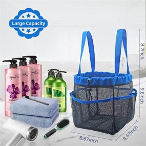 img 3 attached to 🛁 Portable Mesh Shower Caddy Bag for Bathroom, Camping, Dorm, and Travel - with Key Hook, Reinforced Handles, and Adjustable Drawstring