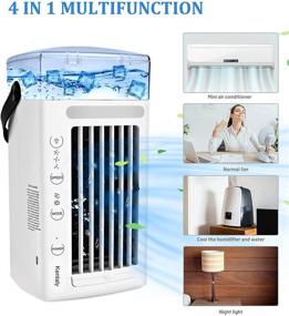 img 3 attached to 🌬️ Kentaly Portable Air Conditioner Mini Evaporative Cooler with USB Charging, 8 Colors Light, Personal AC Fan Humidifier Misting for Office, Home, Outdoor