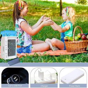 img 2 attached to 🌬️ Kentaly Portable Air Conditioner Mini Evaporative Cooler with USB Charging, 8 Colors Light, Personal AC Fan Humidifier Misting for Office, Home, Outdoor