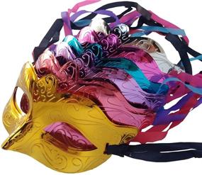 img 4 attached to Spooktacular Arlai Half Face Mask, Pack of 12 for Patriotic Carnival Decorations
