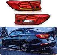 inginuity time led tail lights for honda accord 10th gen 2018 2019 2020 animation drl sequential indicator rear lamp assembly (red) logo