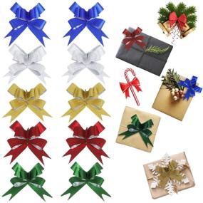 img 4 attached to 🎁 200 Pcs Christmas Bows, Shimmering Gift Wrapping Bows, Christmas Pull Bows for Birthday Wedding Christmas New Year Holiday Presents, Baskets, Bottles, Floral Decorations - Top Choice for SEO