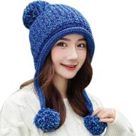 stylish huamulan women's winter peruvian beanie hat: warm ski cap with fleece lined ear flaps and dual layered pompoms logo