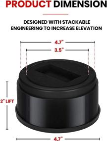 img 1 attached to 🔝 2 Inch Round Bed & Furniture Riser by iPrimio - Lifts and Supports Over 5,000 Pounds - Prevents Bed Rolling - Anti Skid Foam Grip Pad for Castor - Ideal for Beds, Couches, Desks, Tables, Chairs - Pack of 8, Black