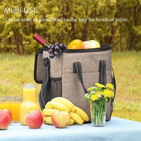 img 1 attached to 🍷 Premium 6 Bottle Wine Carrier: Insulated Leakproof Cooler Tote Bag for Travel, Camping and Picnic - A Perfect Wine Lover's Gift in Beige