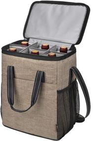 img 4 attached to 🍷 Premium 6 Bottle Wine Carrier: Insulated Leakproof Cooler Tote Bag for Travel, Camping and Picnic - A Perfect Wine Lover's Gift in Beige