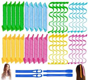 img 4 attached to 🌀 Set of 40 Heatless Magic Hair Curlers - Wave and Spiral Formers in Two Styles (12 inches) + 4 Styling Hooks - DIY Hair Curlers, No Heat Damage - Suitable for Most Hairstyles, Short and Medium Hair