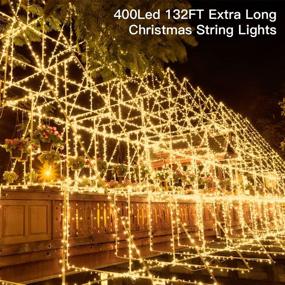 img 3 attached to Ollny Christmas Lights Outdoor String Lights: 400 LED/132ft, Remote Control, Waterproof, Warm White, 8 Twinkle Lighting Modes, Timer - Perfect for Thanksgiving Xmas Indoor Outdoor Decorations