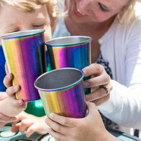 img 1 attached to 🌈 Rainbow Stainless Steel Cups 16 oz 4-Pack for Kids & Adults – Reusable Drinkware for Birthday Party, Camping, Travel, Outdoors – Durable, Unbreakable, BPA-Free