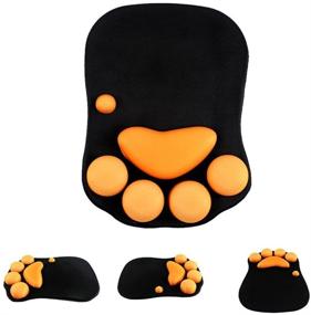 img 1 attached to 🐾 Premium Black+Yellow Cat Paw Mouse Pad with Soft Silicone Wrist Support - Ultimate Comfort for Computer Mouse - Desk Decor