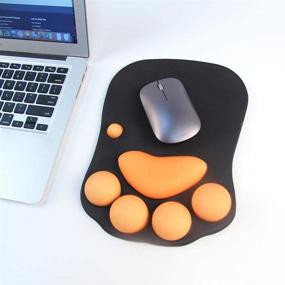 img 3 attached to 🐾 Premium Black+Yellow Cat Paw Mouse Pad with Soft Silicone Wrist Support - Ultimate Comfort for Computer Mouse - Desk Decor