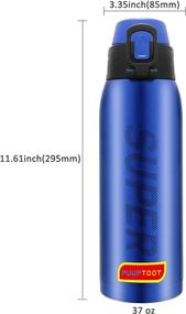 img 2 attached to 🏋️ 37oz Insulated Sports Water Bottle: Stainless Steel, Non-Toxic Leakproof, for Gym, Soccer, Running, Hiking - BPA-Free (Blue)