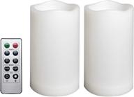 🕯️ waterproof battery operated led flameless pillar candles with remote and timer - 2 pack set for outdoor home décor, parties, weddings, gardens, christmas decorations - 3” x 5” логотип